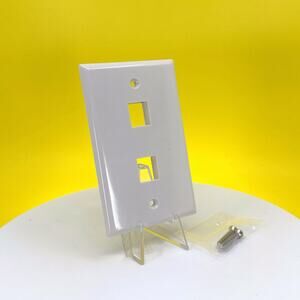 Steren 310-202 2-Cavity Ivory Keystone Plate Wall Plate (10-Pack)